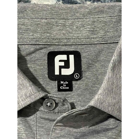 FootJoy Polo Shirt Mens Large Black Gray Striped Golf Performance Lightweight - Picture 3 of 5